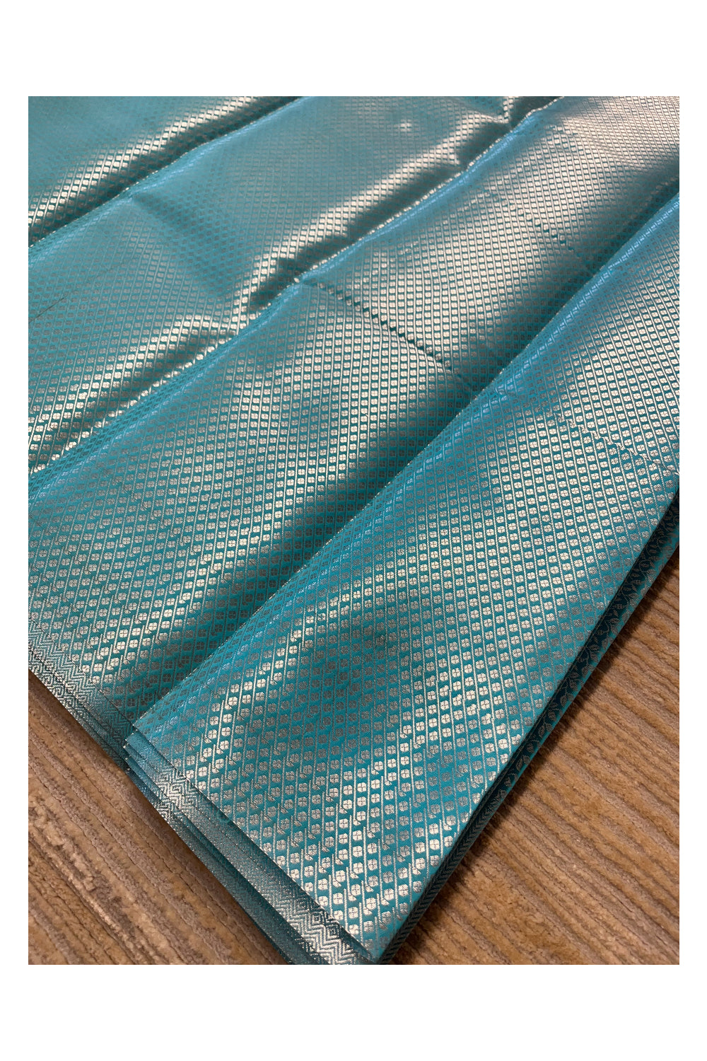Southloom Banarasi Silver Zari Brocade Work Silk Saree in Blue Pastel Shade