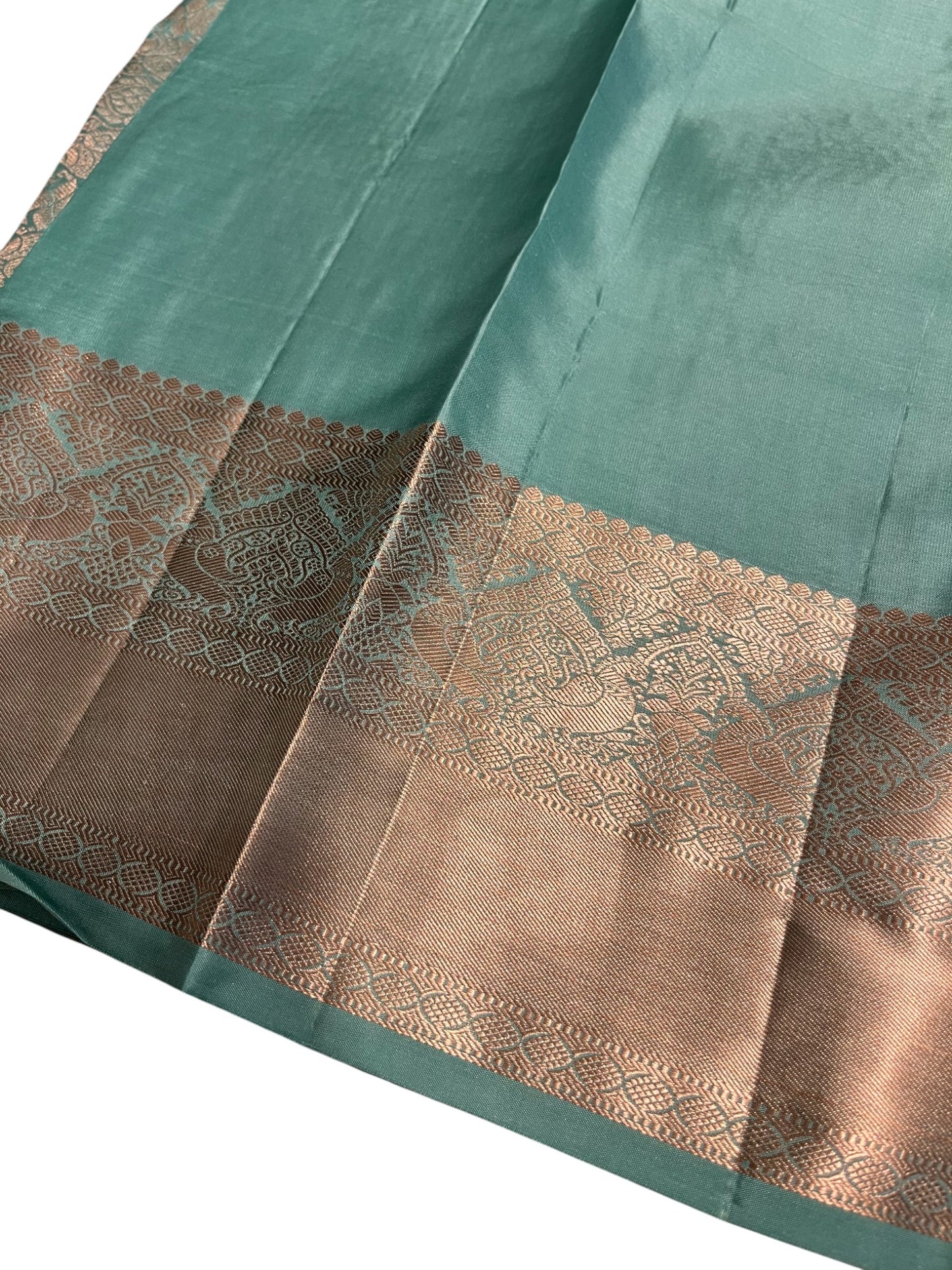 Southloom Pure Handloom Bridal Kanchipuram Silk Saree with Korvai Work (Blue)