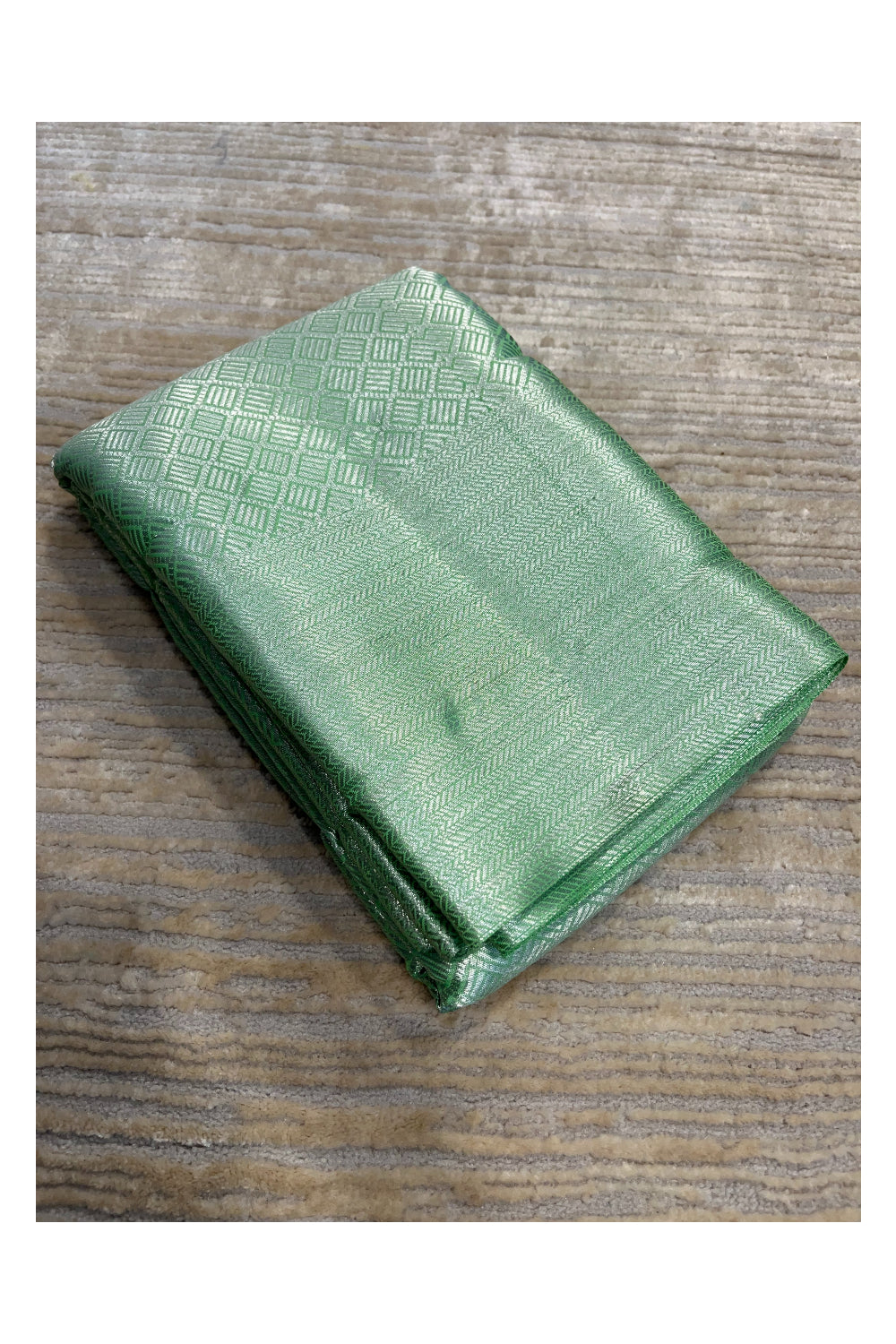 Southloom Banarasi Silver Zari Brocade Work Silk Saree in Green Pastel Shade