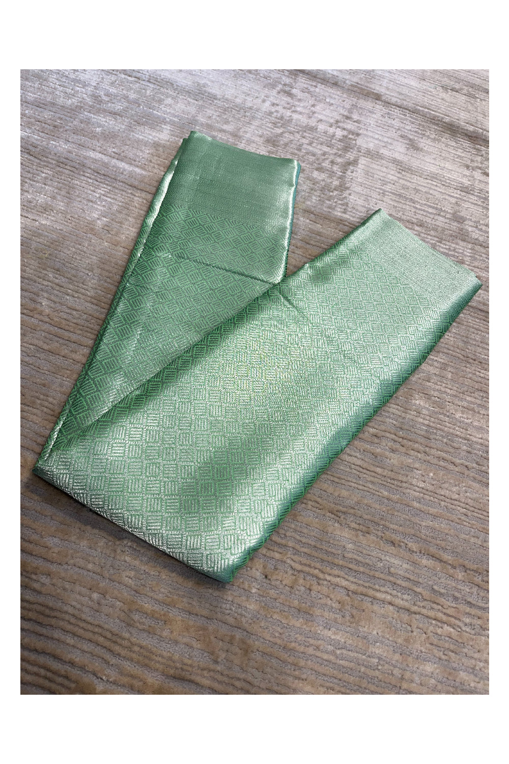 Southloom Banarasi Silver Zari Brocade Work Silk Saree in Green Pastel Shade