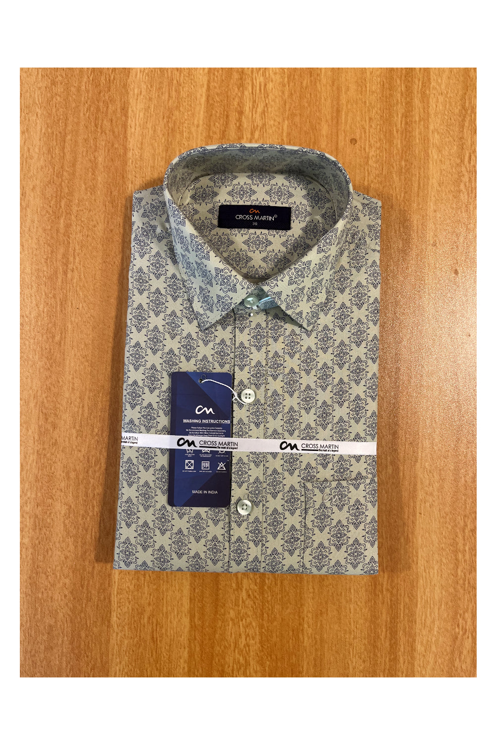 Pure Cotton Green Printed Shirt (38 FS)