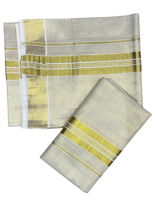 Southloom Kerala Tissue Single Set Mundu (Mundum Neriyathum) with Kasavu Border