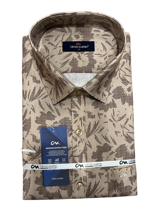 Southloom Pure Cotton Brown Printed Shirt SLSHIRT 44 HS