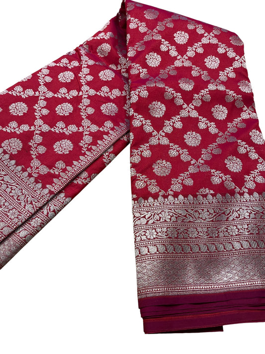 Southloom Pure Banarasi Silk Saree with Woven Work on Body and Borders (Magenta)