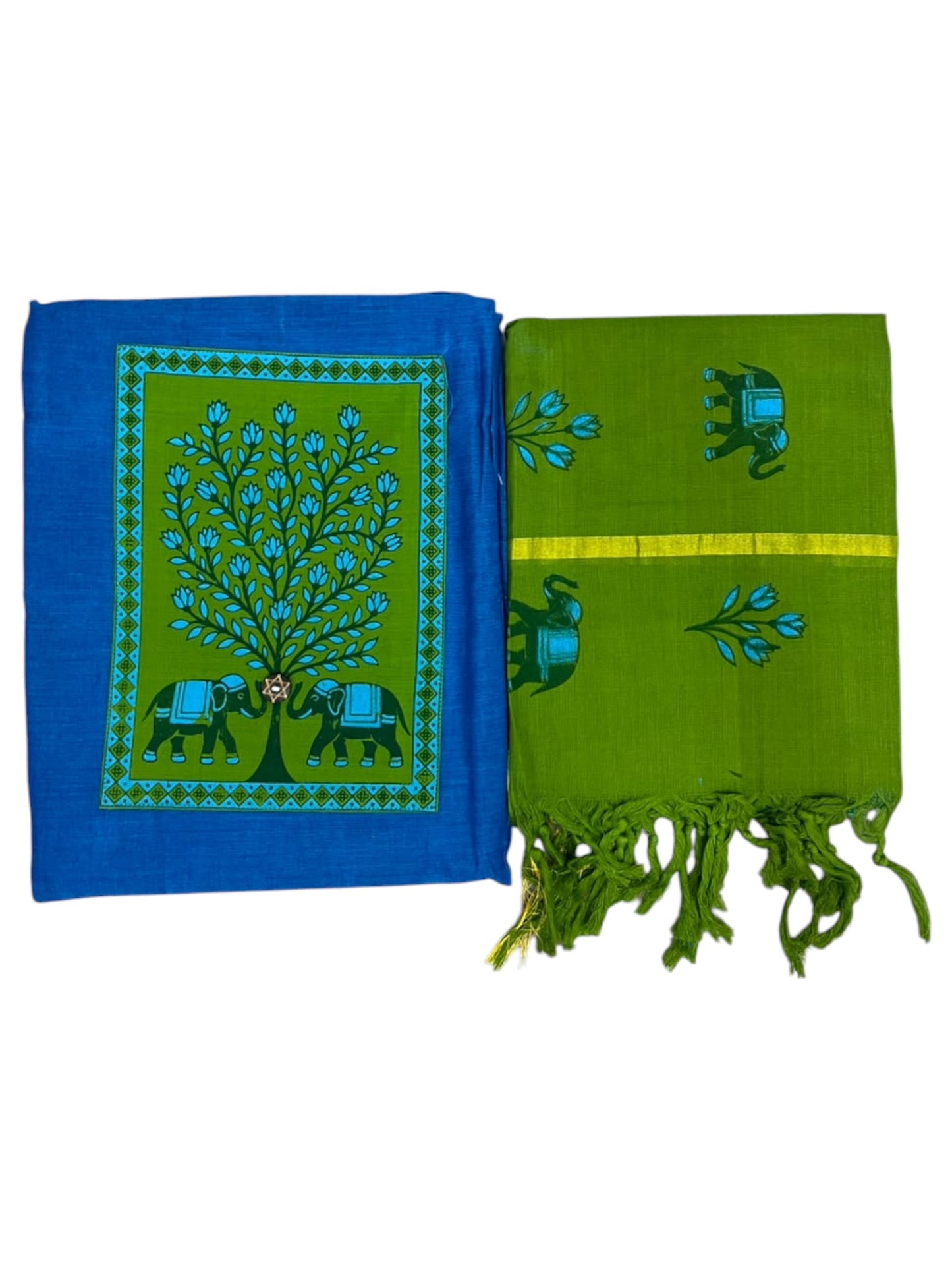 Southloom™ Cotton 3 Piece Blue Salwar Material with Woven Work