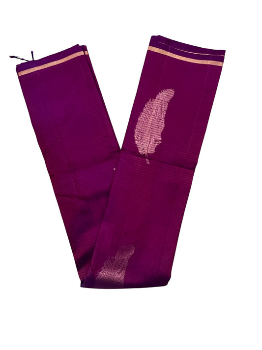 Southloom Pure Handloom Bridal Kanchipuram Silk Saree with Korvai Work(Purple)