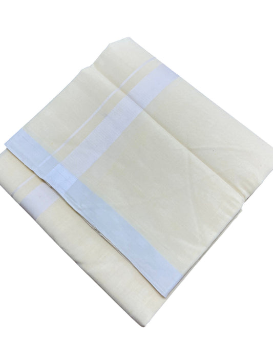 Southloom Pure Cotton Off White Double Mundu with White Border (South Indian Kerala Dhoti)