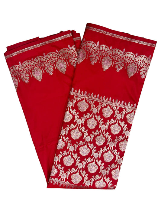 Southloom Pure Banarasi Silk Saree with Woven Work on Body and Borders (Red)