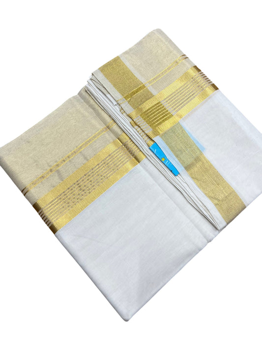 Southloom Premium Handloom Cotton Double Mundu with Gold Kasavu Border