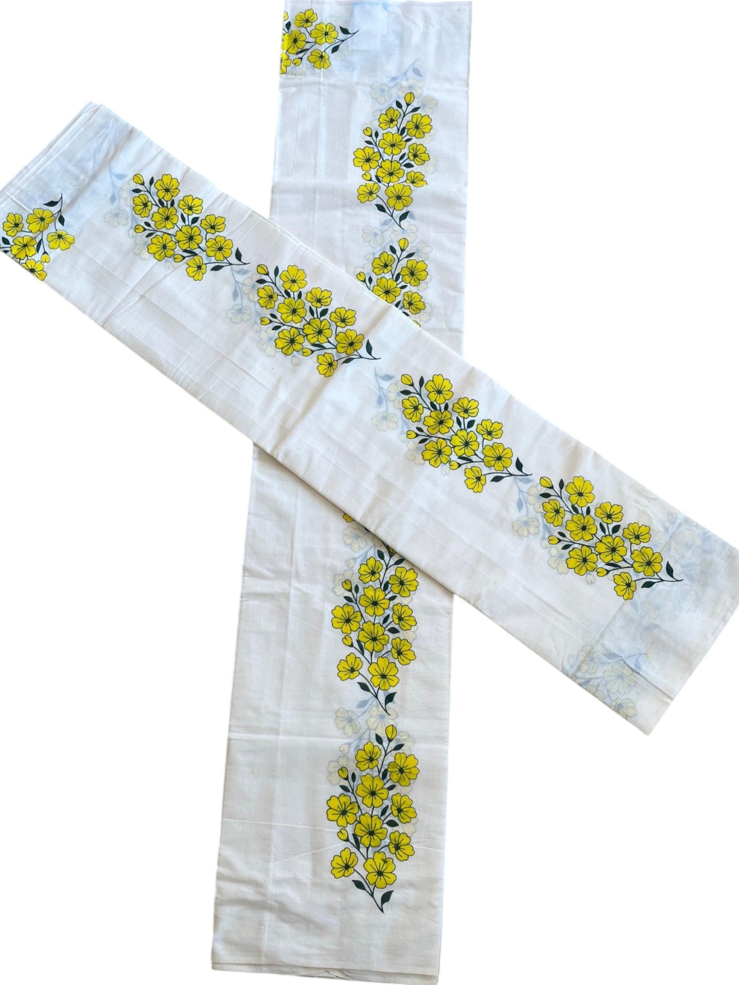 Southloom Pure Cotton Kerala Single Set Mundu (Mundum Neriyathum) with Kanikonna Print 2.80 Mtrs SL285