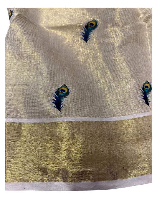 Southloom Kerala Tissue Kasavu Pavada Blouse for Kids