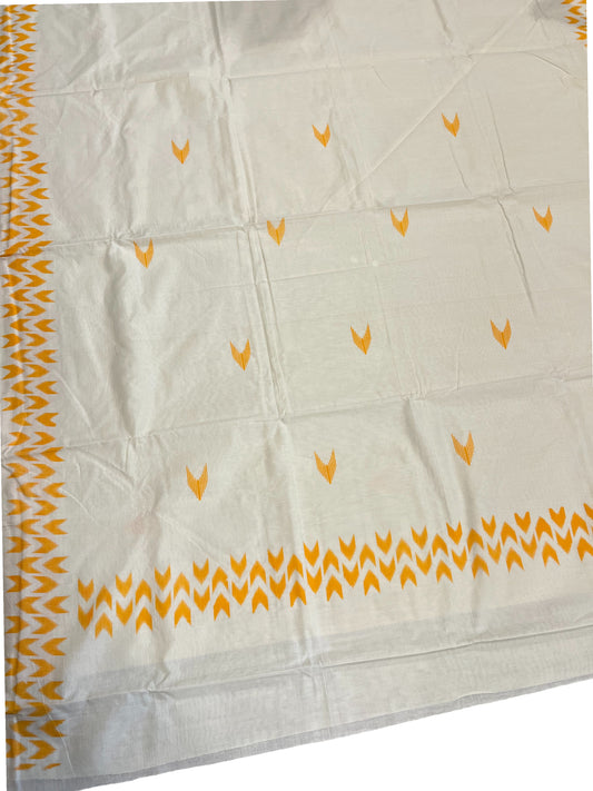 Southloom Ikat Design Yellow Printed Saree with Blouse Piece