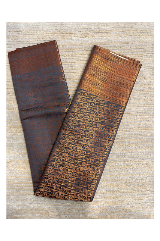 Southloom Brocade Silk Bridal Saree WIth Woven Borders And Blouse Piece in Gold And Grey