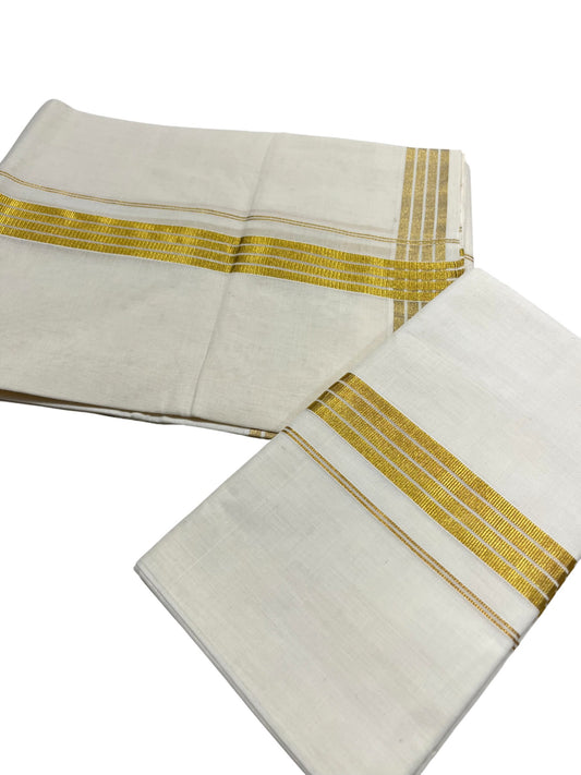 Southloom™ Handloom Plain Single Mundum Neriyathum (Set Mundu) 1 Inch