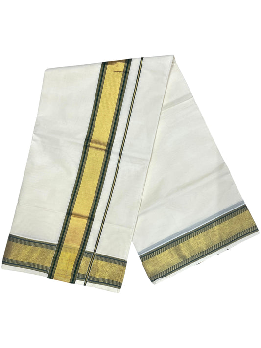 Southloom Kerala Cotton Kasavu Saree with Green Border