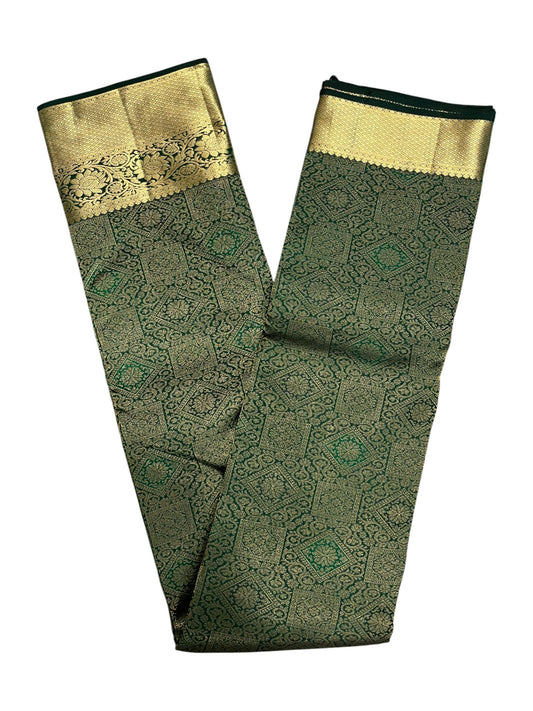 Southloom Pure Handloom Bridal Kanchipuram Silk Saree with Korvai Work (Green)