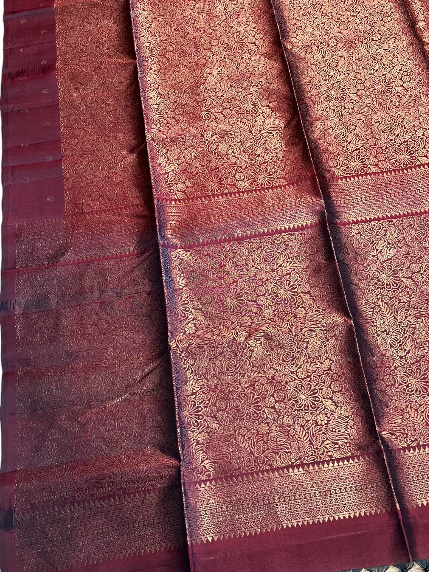 Southloom Pure Handloom Bridal Kanchipuram Silk Saree with Korvai Work (Maroon)