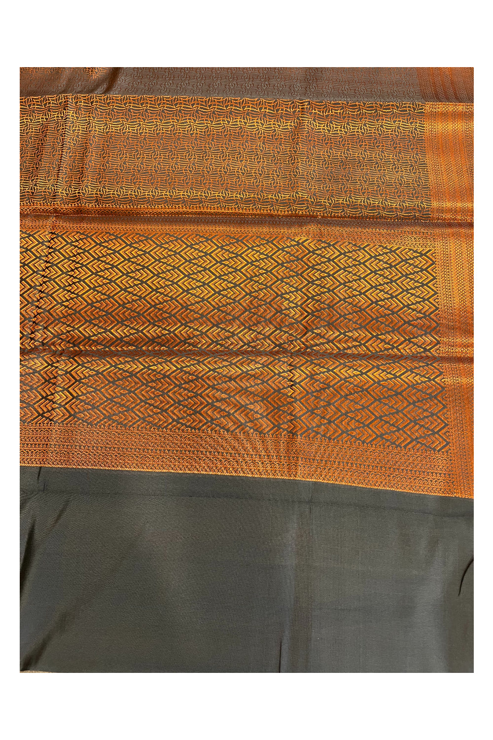 Southloom Banarasi Silk Brocade Bridal Saree WIth Woven Borders And Blouse Piece in Gold And Grey
