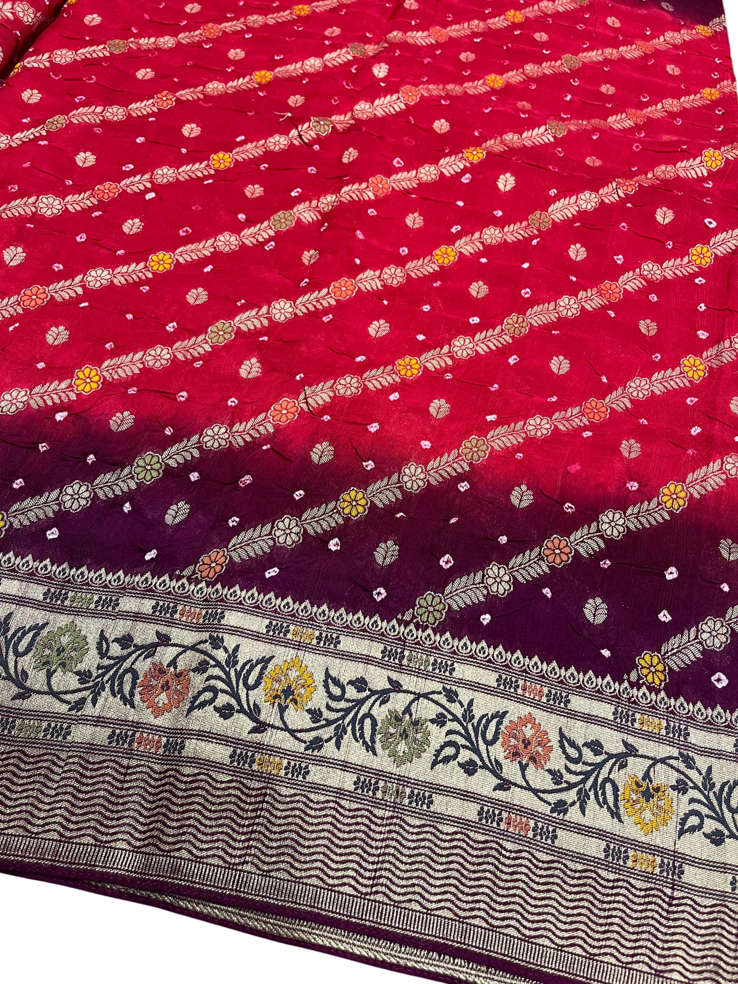 Southloom Pure Banarasi Silk Saree with Woven Work on Body and Borders (Magenta & Purple)