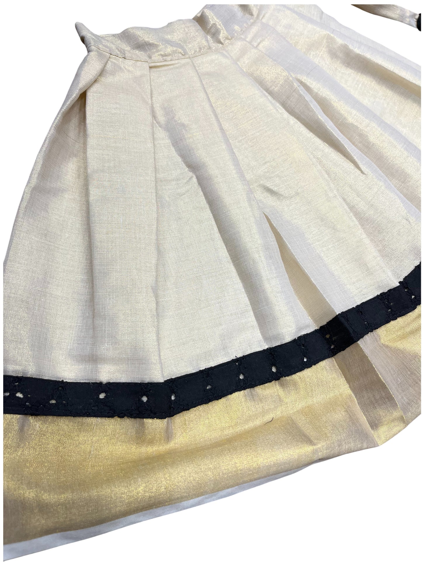 Southloom Kerala Tissue Kasavu Pavada Blouse for Kids