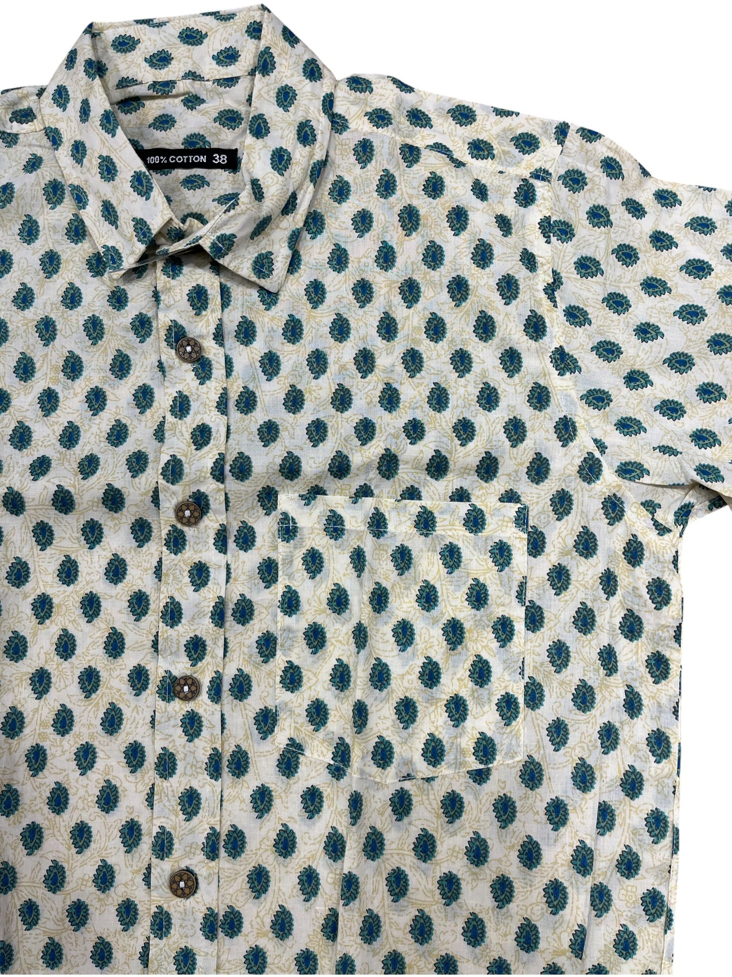 Southloom Jaipur Pure Cotton Block Printed Shirt for Men (Medium)