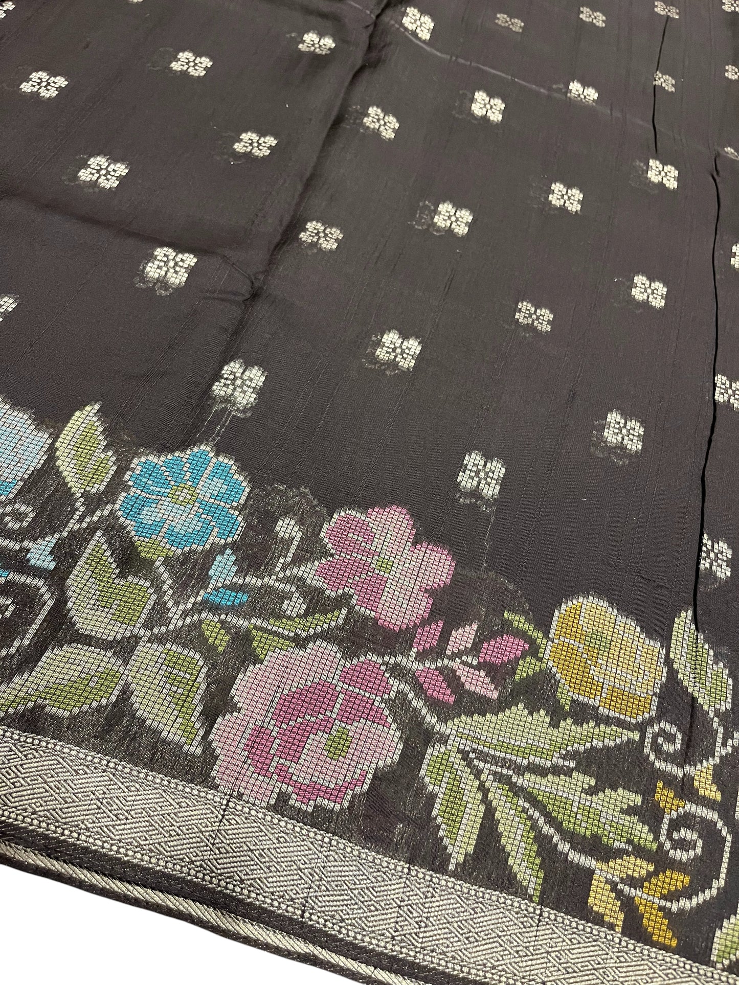 Southloom Banarasi Silk Saree with Woven Work on Body and Borders (Black & Maroon)