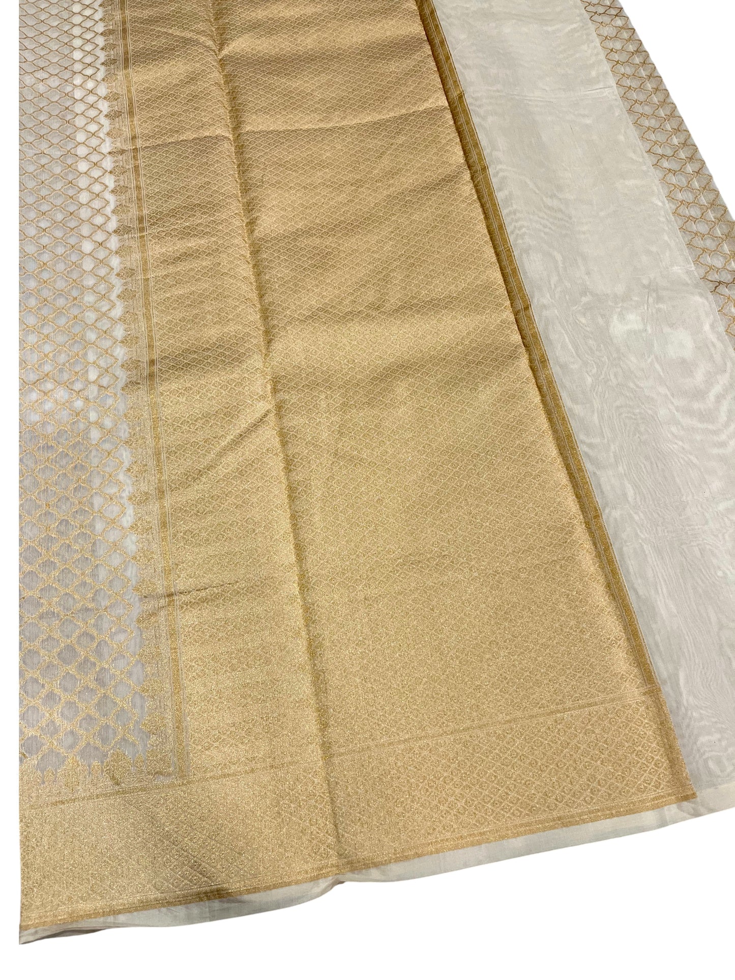 Southloom Cotton Banarasi Silk Saree with Woven Work on Body and Borders(Beige)