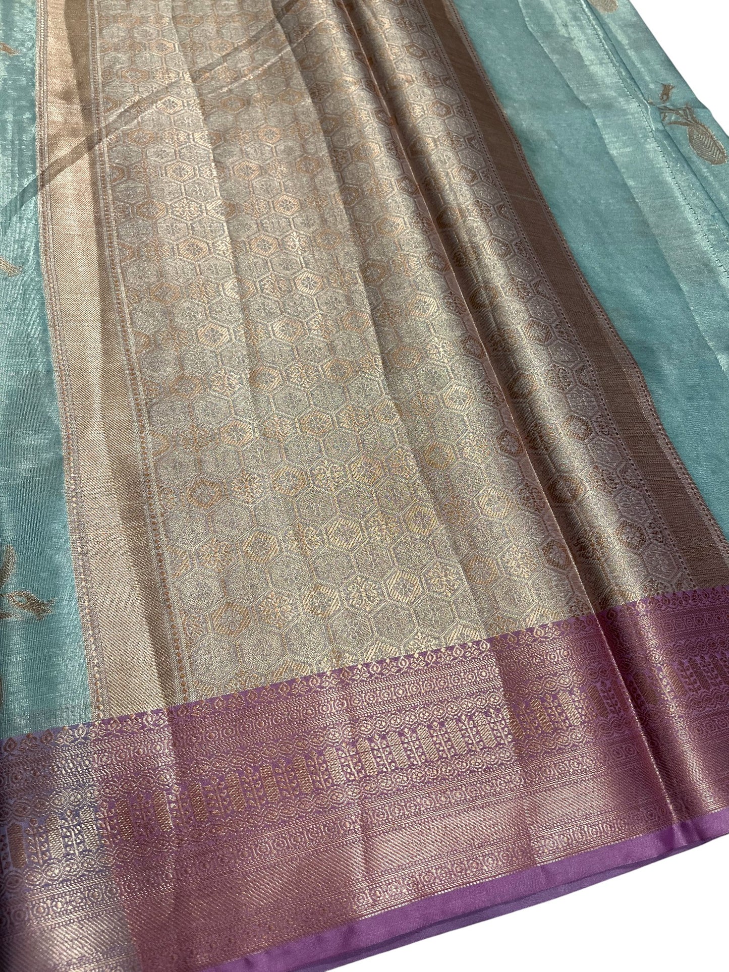 Southloom Semi Banarasi Katan Tissue Saree with Woven Work on Body and Borders