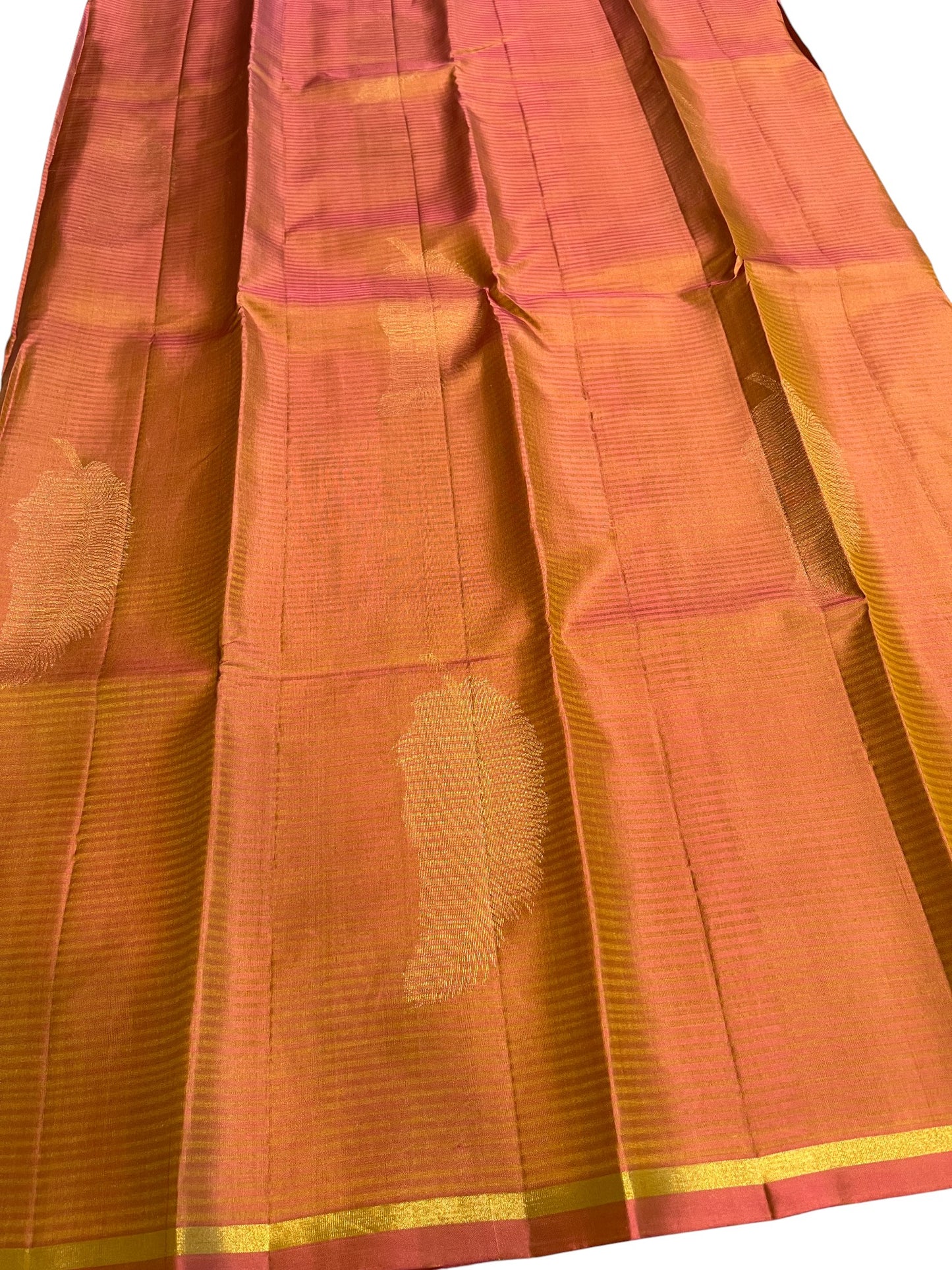 Southloom Pure Handloom Bridal Kanchipuram Silk Saree with Korvai Work(Orange)