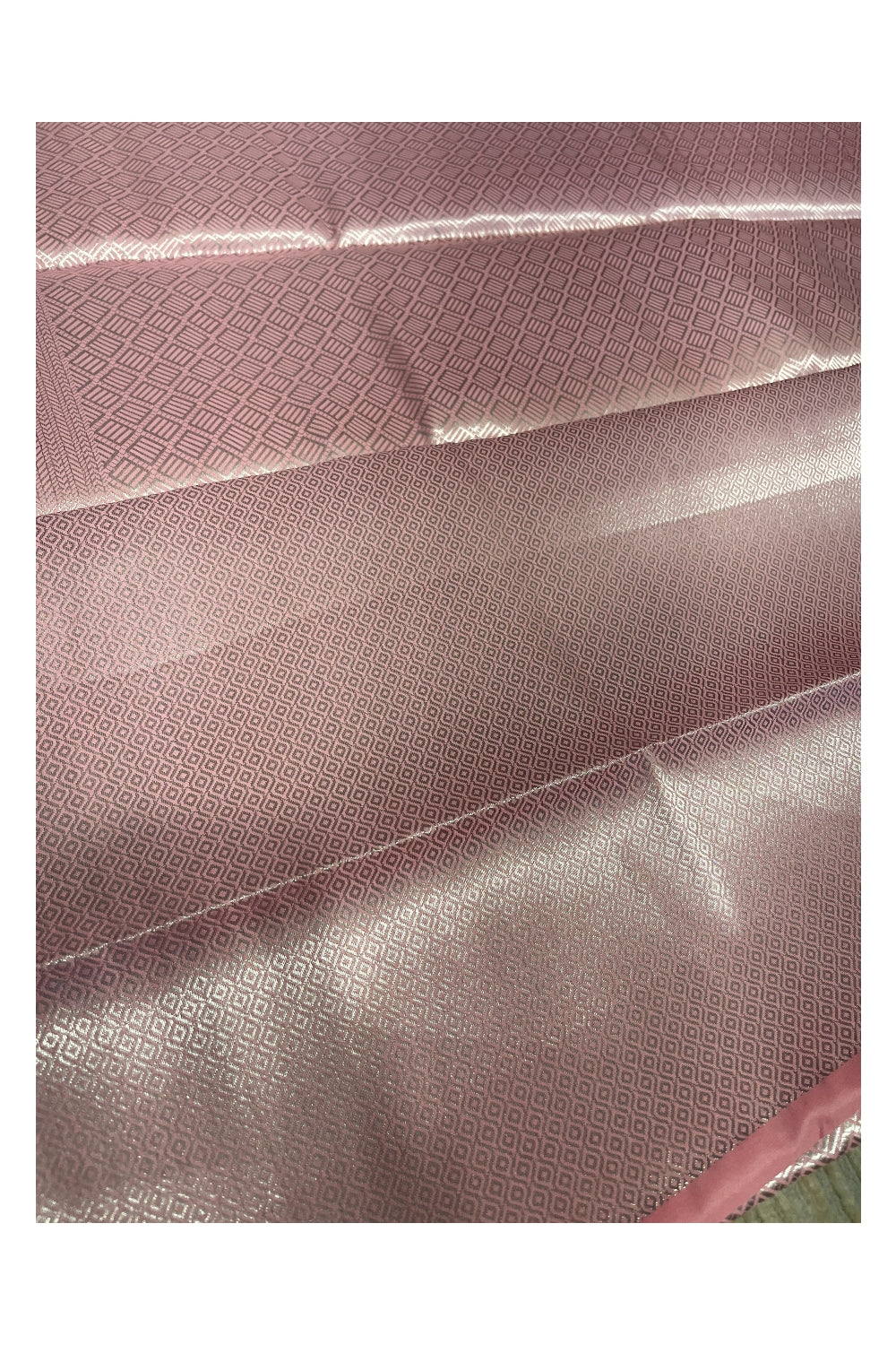 Southloom Banarasi Silver Zari Brocade Work Silk Saree in Pink Pastel Shade