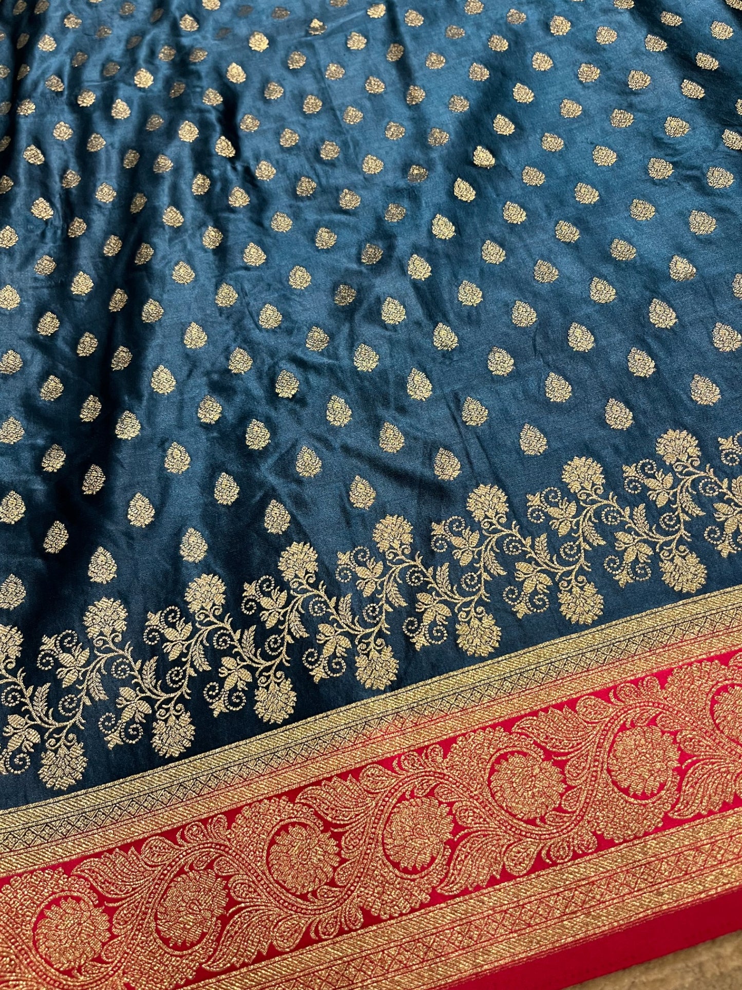Southloom Satin Banarasi Silk Saree with Woven Work on Body and Borders