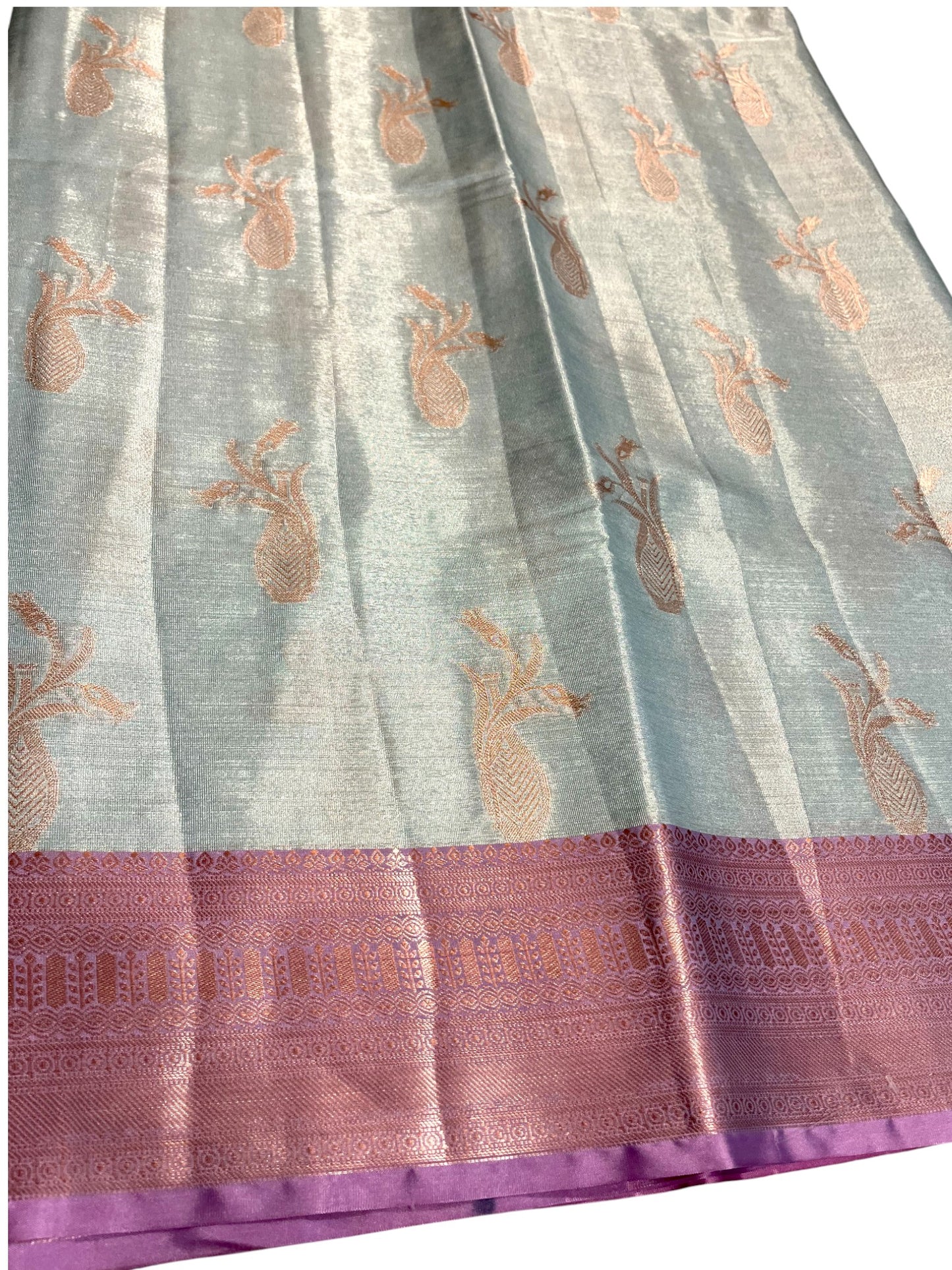 Southloom Semi Banarasi Katan Tissue Saree with Woven Work on Body and Borders