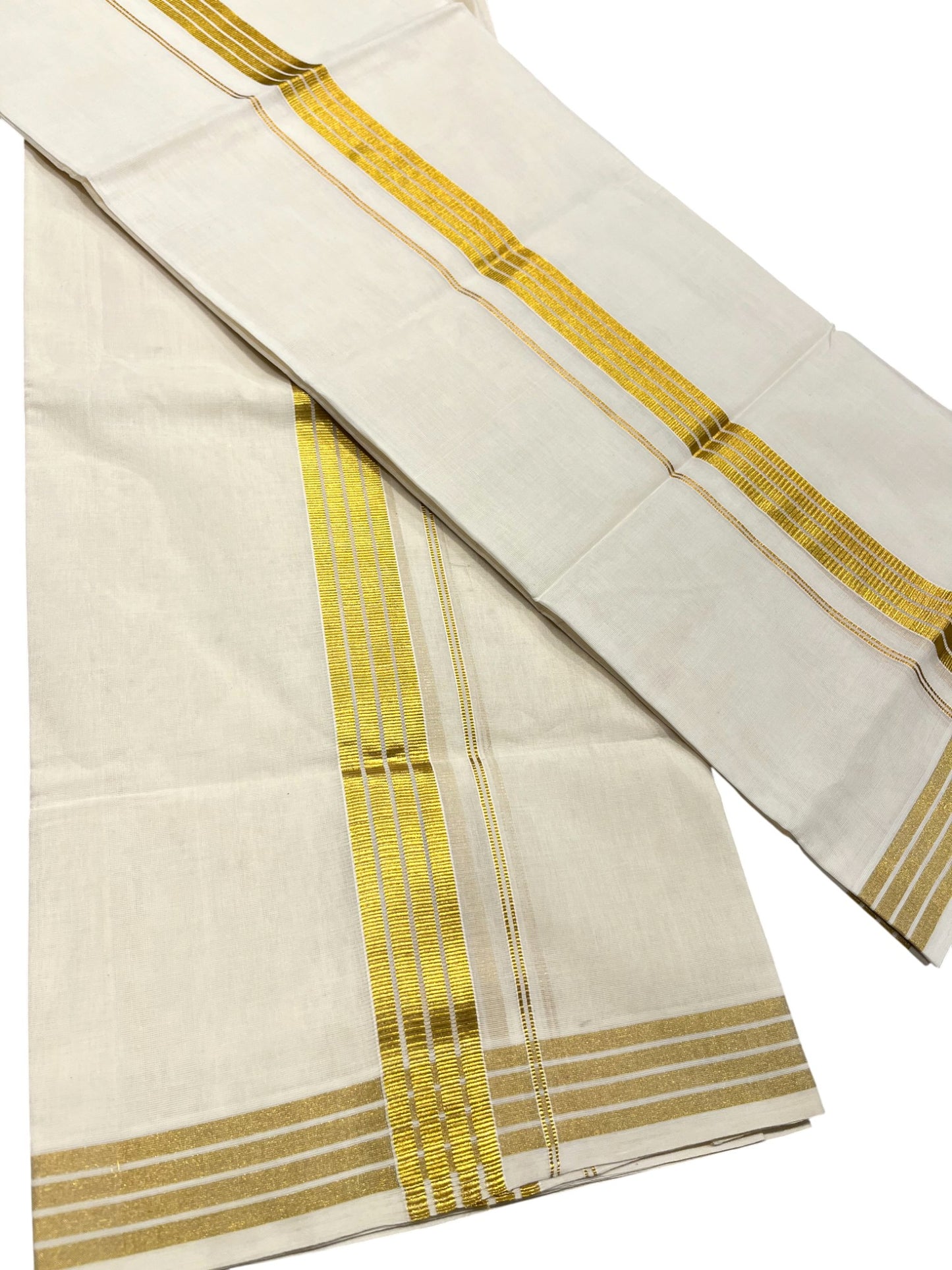 Southloom™ Handloom Plain Single Mundum Neriyathum (Set Mundu) 1 Inch