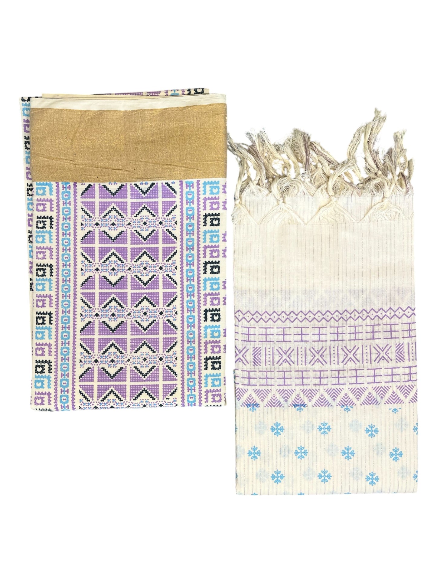 Southloom Pure Cotton Kerala Churidar Salwar Material with Hand Printed Designs (include Shawl / Dupatta)