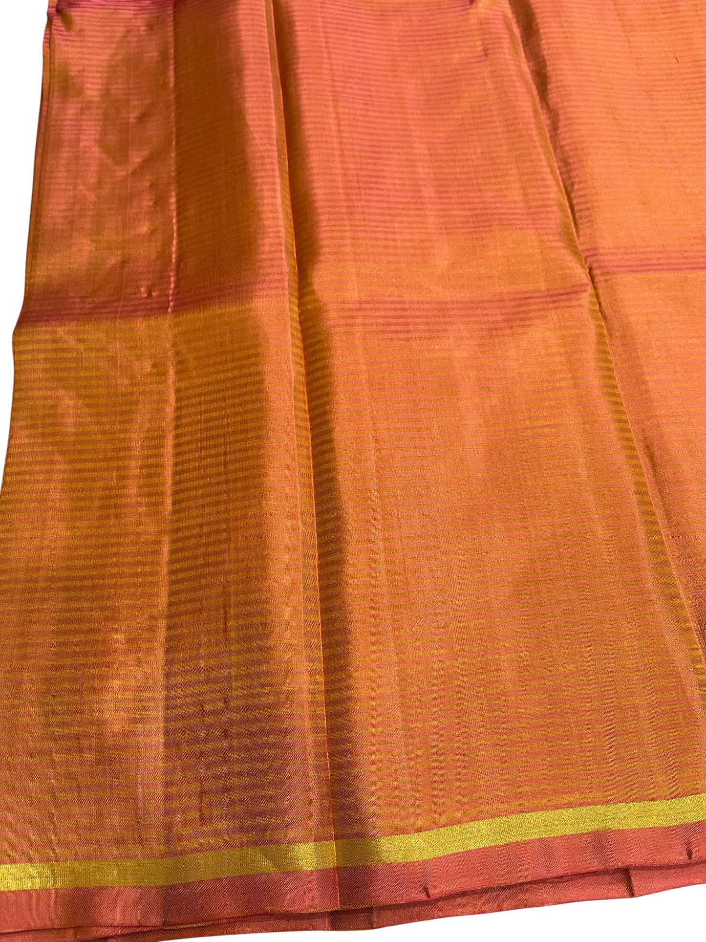 Southloom Pure Handloom Bridal Kanchipuram Silk Saree with Korvai Work(Orange)