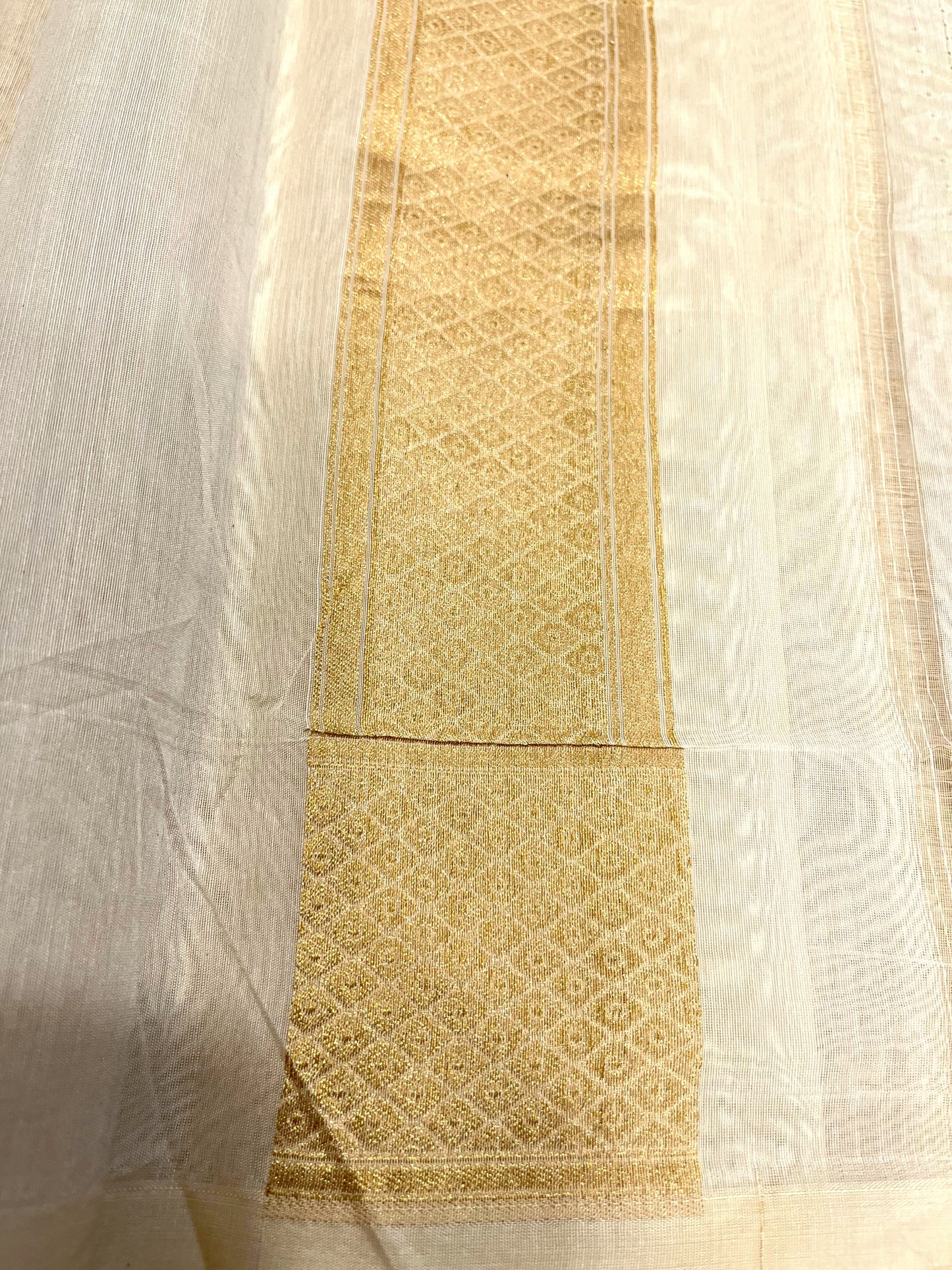 Southloom Cotton Banarasi Silk Saree with Woven Work on Body and Borders(Beige)