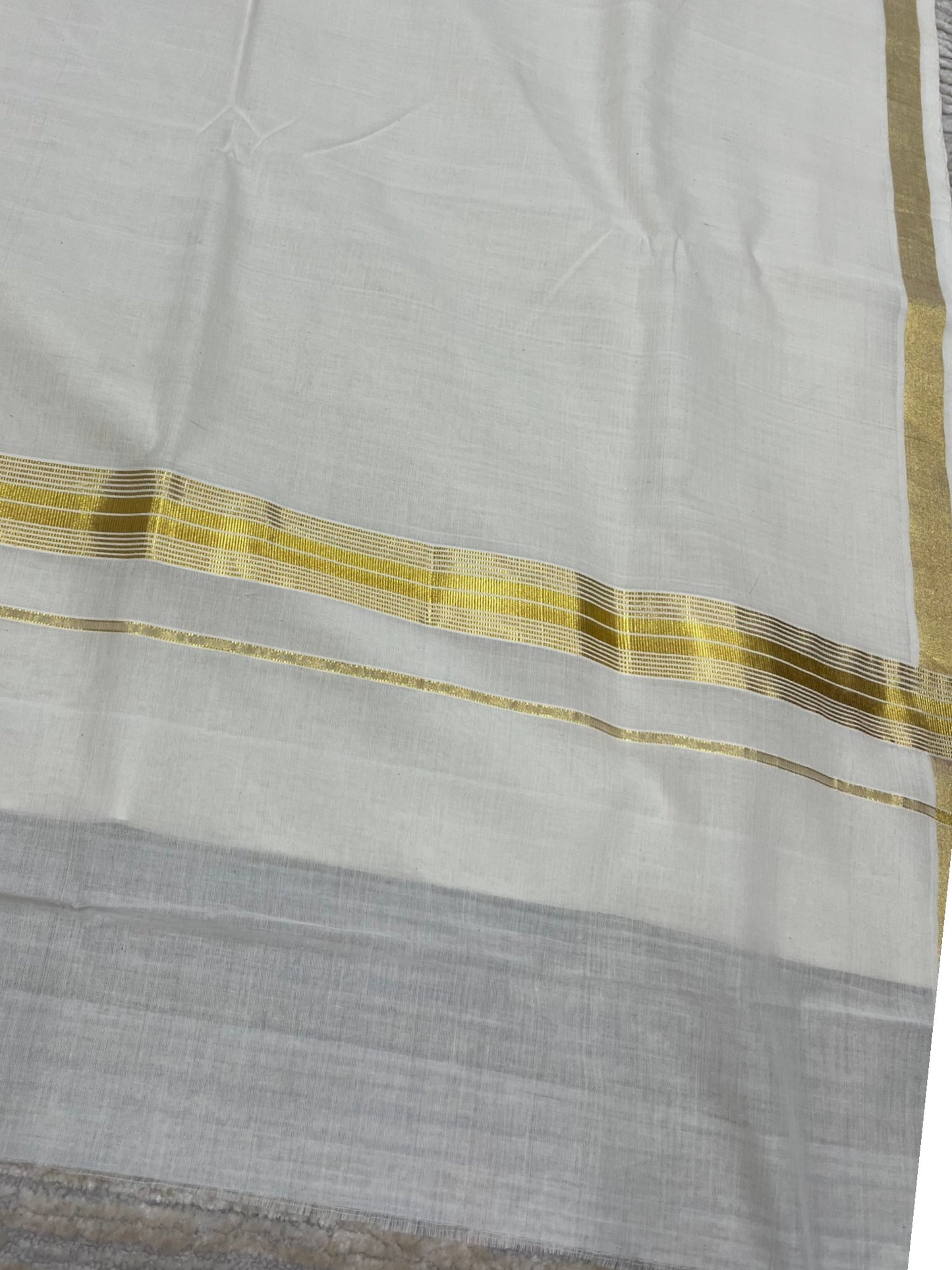 Southloom Super Premium Balaramapuram Handloom Cotton Saree with Gold Kasavu and Gold Border