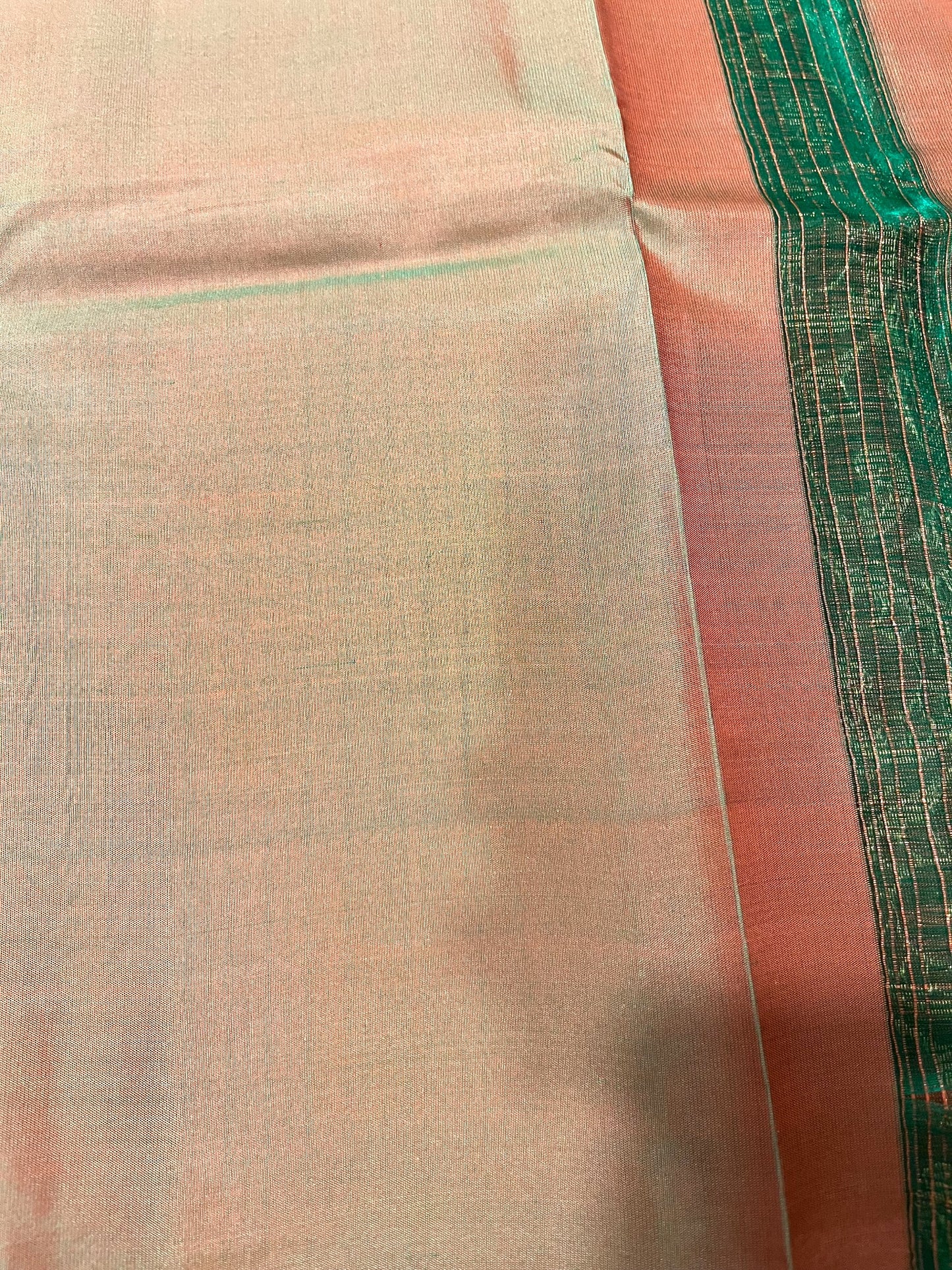 Southloom Pure Handloom Kanchipuram Silk Saree with Butta Work (Orange & Green)
