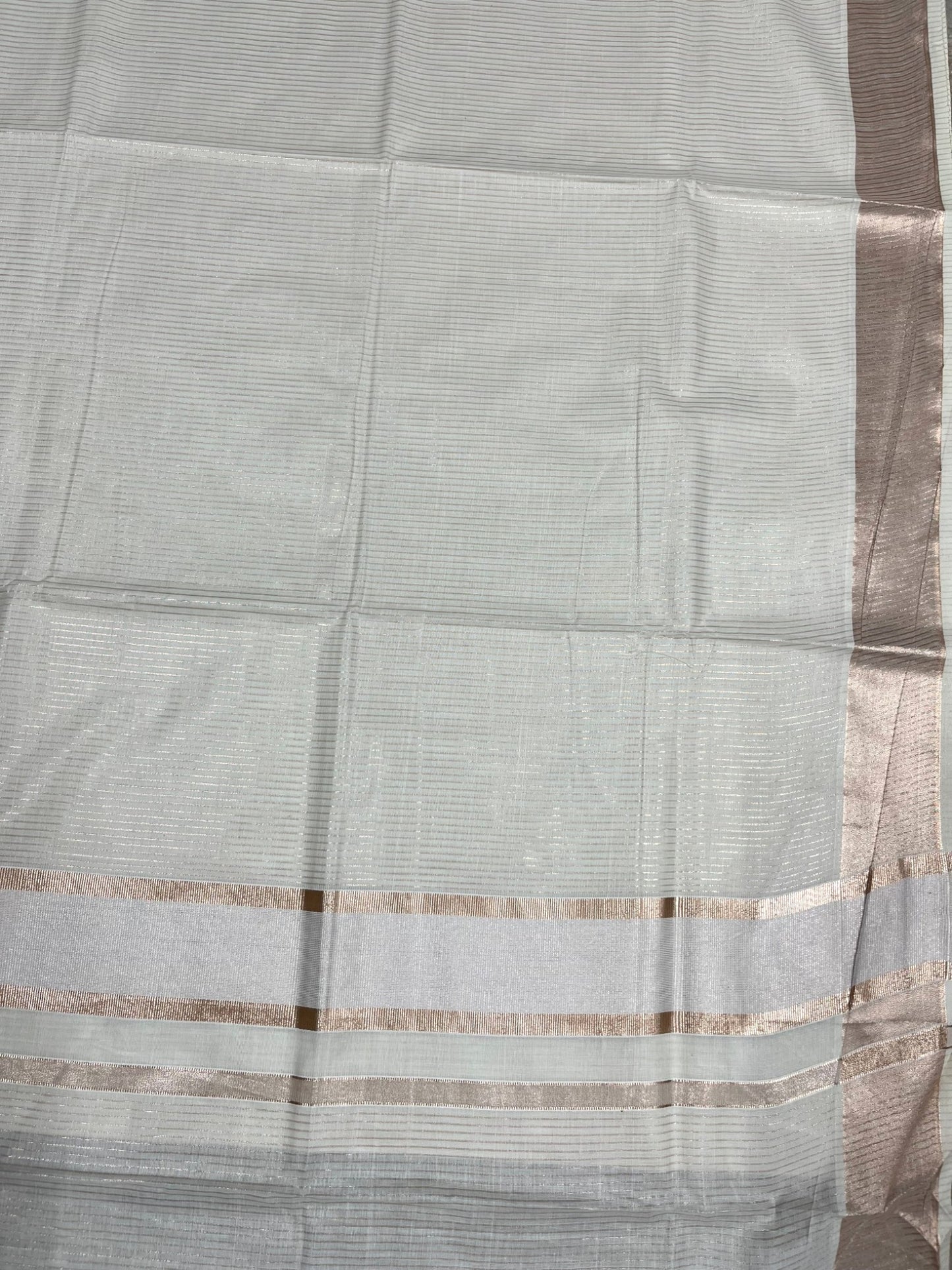 Southloom Kerala Pure Cotton Copper Kasavu Lines Design Saree