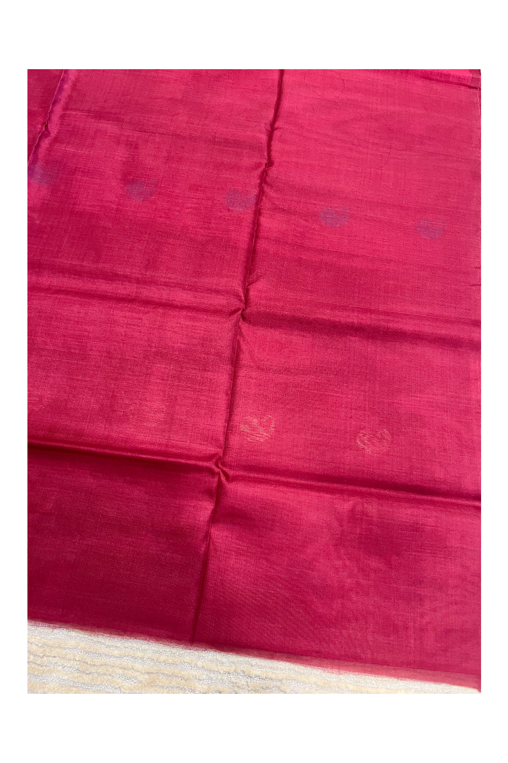 Southloom Pure Handloom Cotton Silk Saree With Handwoven Work Across Body and Blouse in Maroon And Magenta