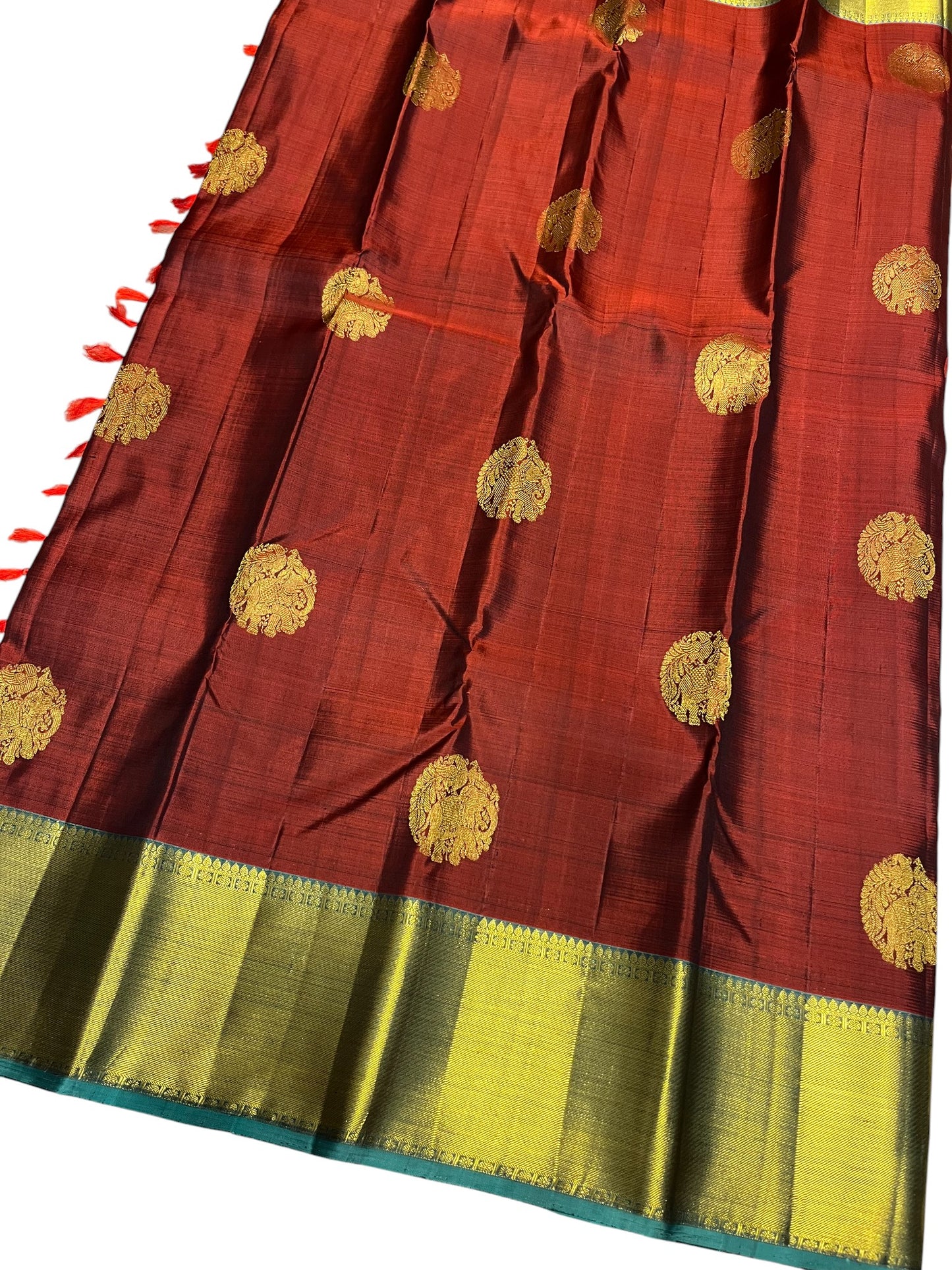 Southloom Premium Bridal Handloom Kanchipuram Silk Saree With Butta Works