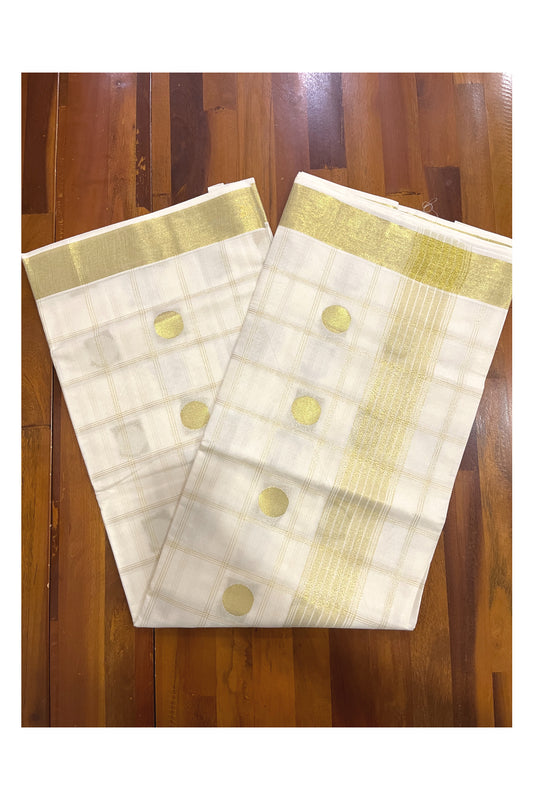 Southloom Showstopper Polka Dot Powerloom Finish Kasavu Saree