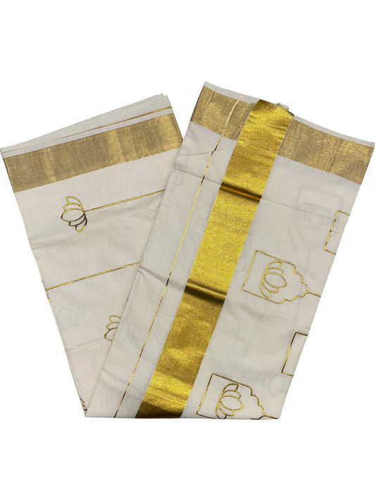 Southloom Kerala Cotton Kasavu Saree with Embroidery Works