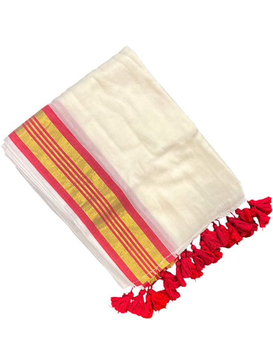 Southloom Mul Cotton 120 x 120 Soft Fabric Saree in Red Colour