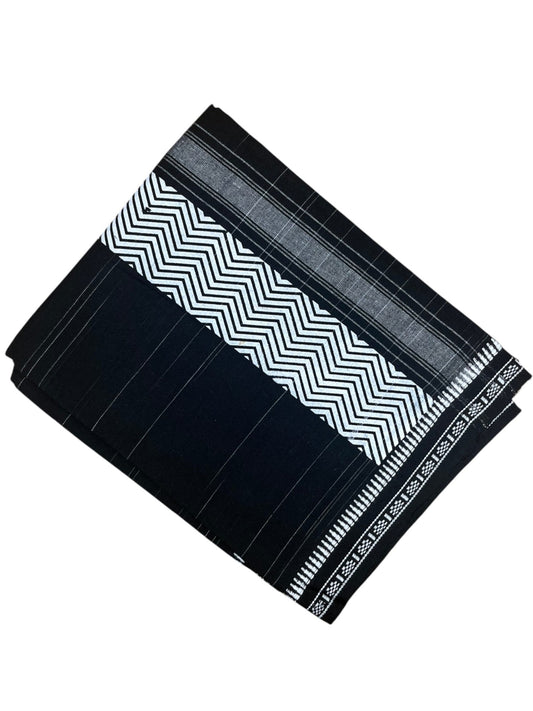Southloom Black Printed Single Mundu / Otta Mundu / Lungi (South Indian Kerala Dhoti)
