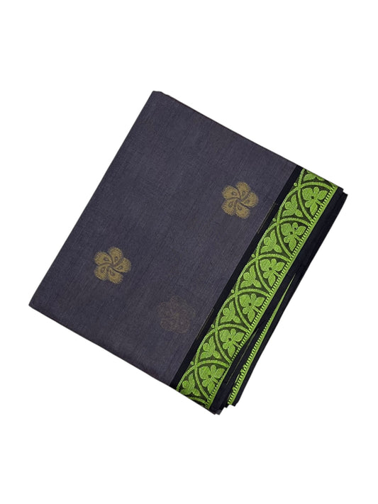 Southloom Kerala Cotton Saree with Floral Woven Works Across Body in Gray