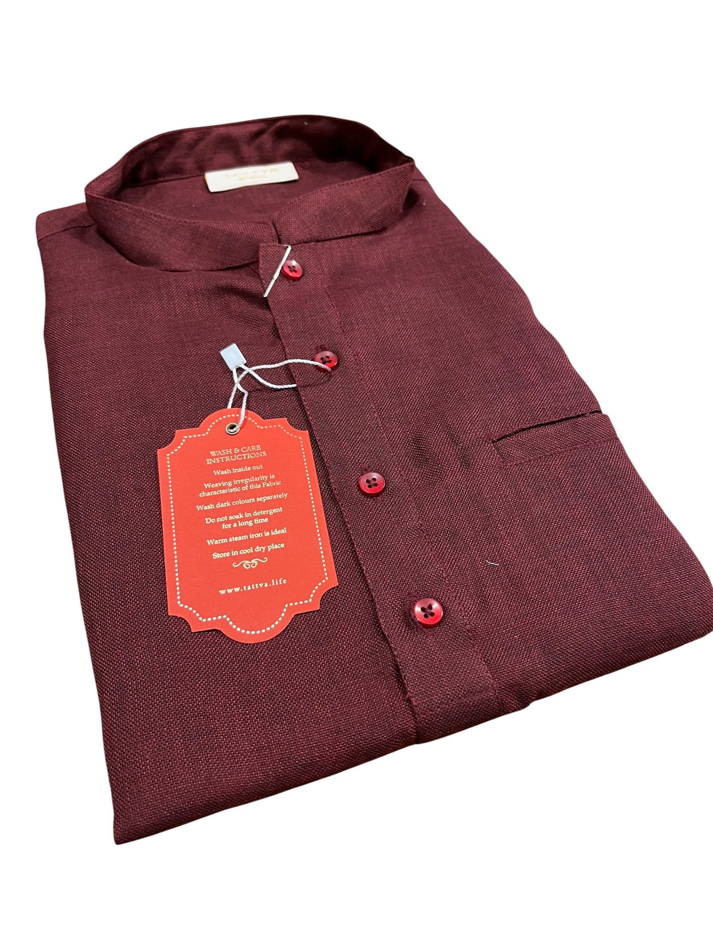 Southloom Brown Woven Patterns Semi Silk Short Kurta for Men