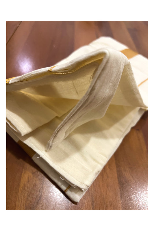 Southloom Kid's Off White Pure Cotton Velcro Mundu with Kasavu Kara Age 11 - 15 (South Indian Kerala Dhoti)