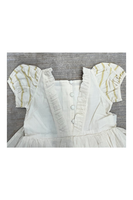 Southloom Premium Kasavu Frock in Balaramapuram Handloom Fabric for Girls