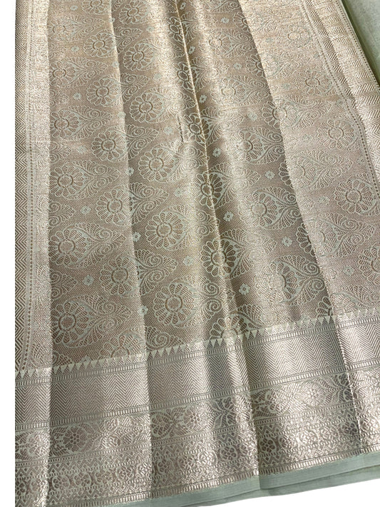 Southloom Cotton Banarasi Silk Saree with Woven Work on Body and Borders (Peach)